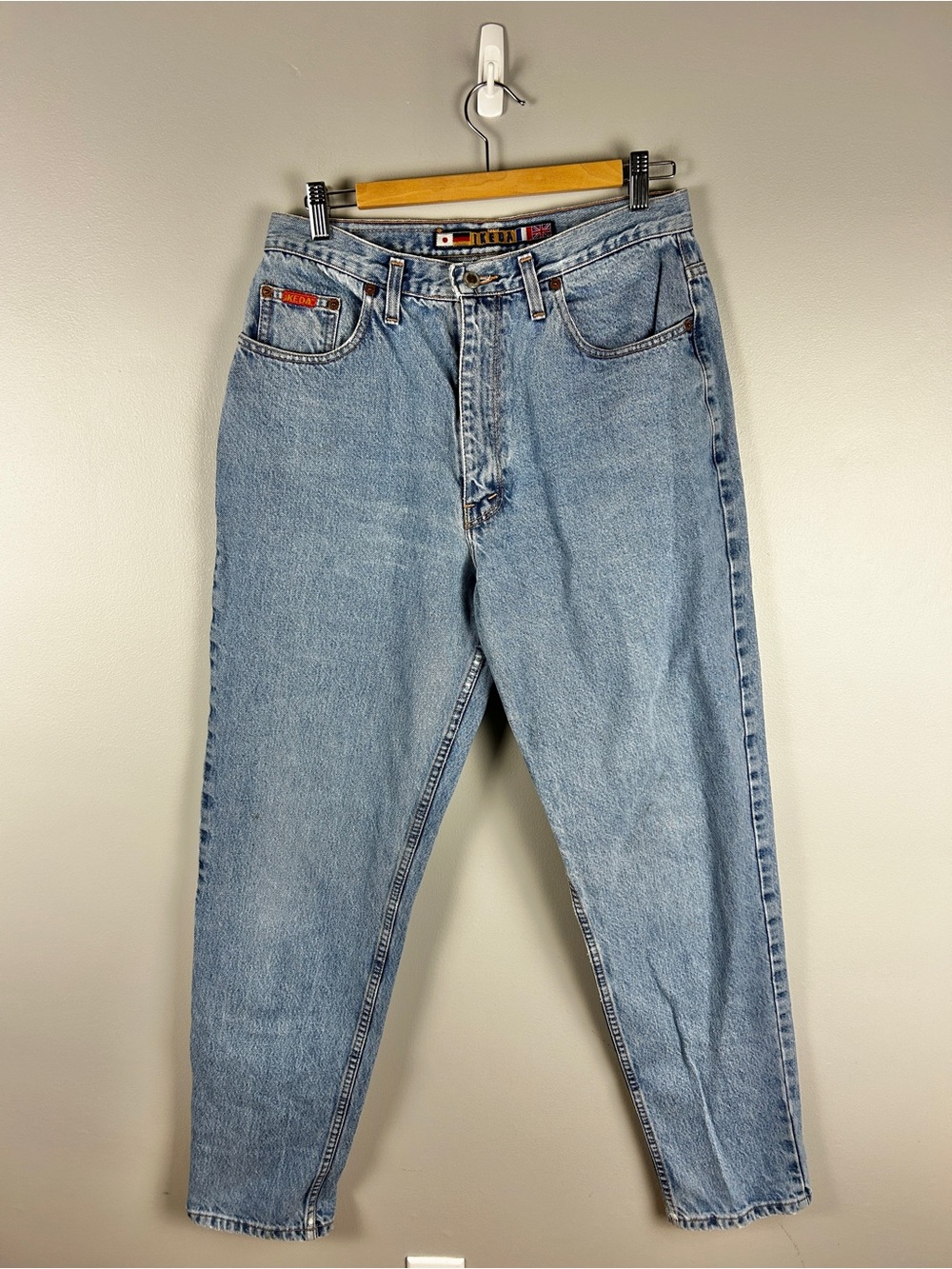 VINTAGE 90s Ikeda Mom Jeans Light Wash Sz 6/8 Cotton High Rise Tapered Straight